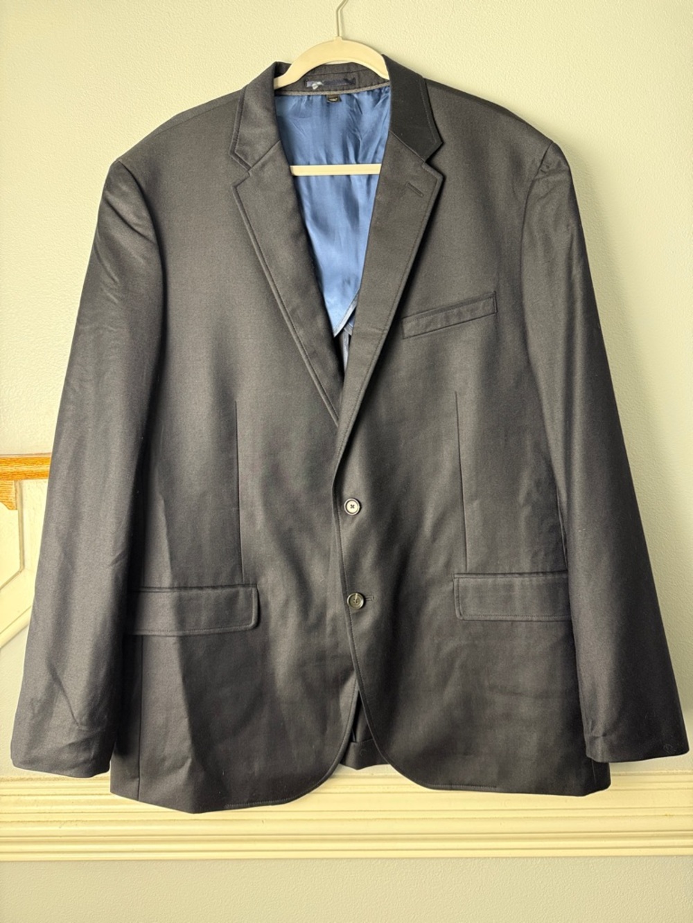 J. Crew Men's Navy Blue Two-Button Blazer with Blue Lining. New. Merino Wool.